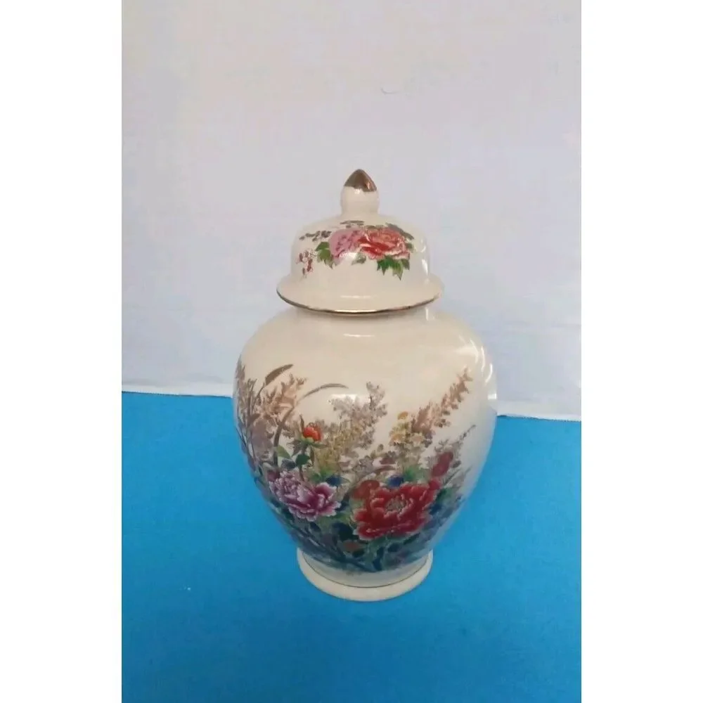 Floral Ginger Jar Vase with Lid‎ Decorative Accent Piece Home Decor